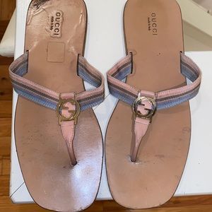 Gucci thong nylon baby pink web sandal size 8.5